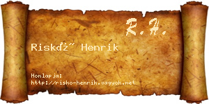 Riskó Henrik névjegykártya